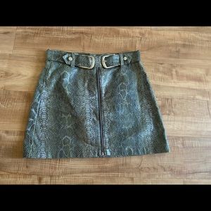 Topshop green snake skin skirt